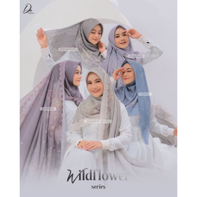 Coal Segiempat Wildflower by Dzeera Original Hijab Segiempat Lasercut Premium