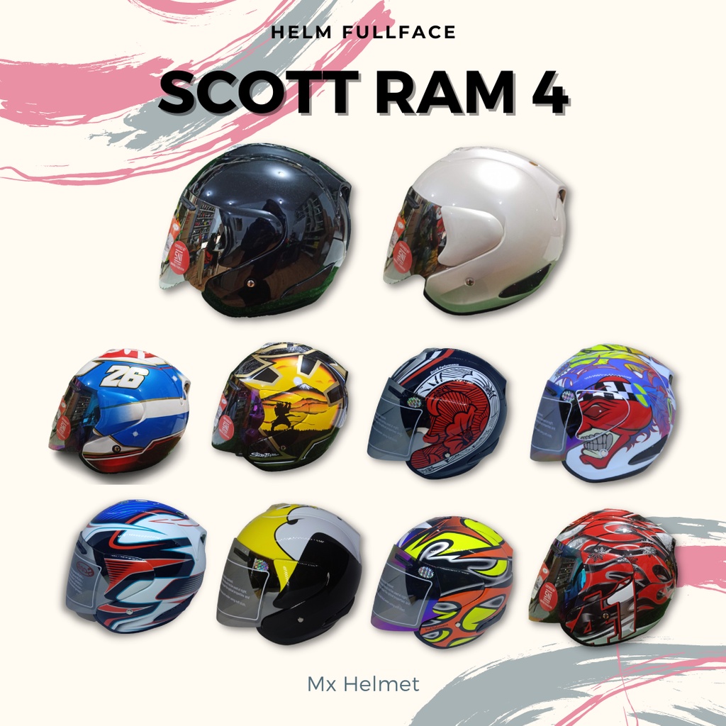 Jual HELM SCOTT RAM 4 / HELM HALF FACE + FREE STIKER SCOTT / ARAI / TSR