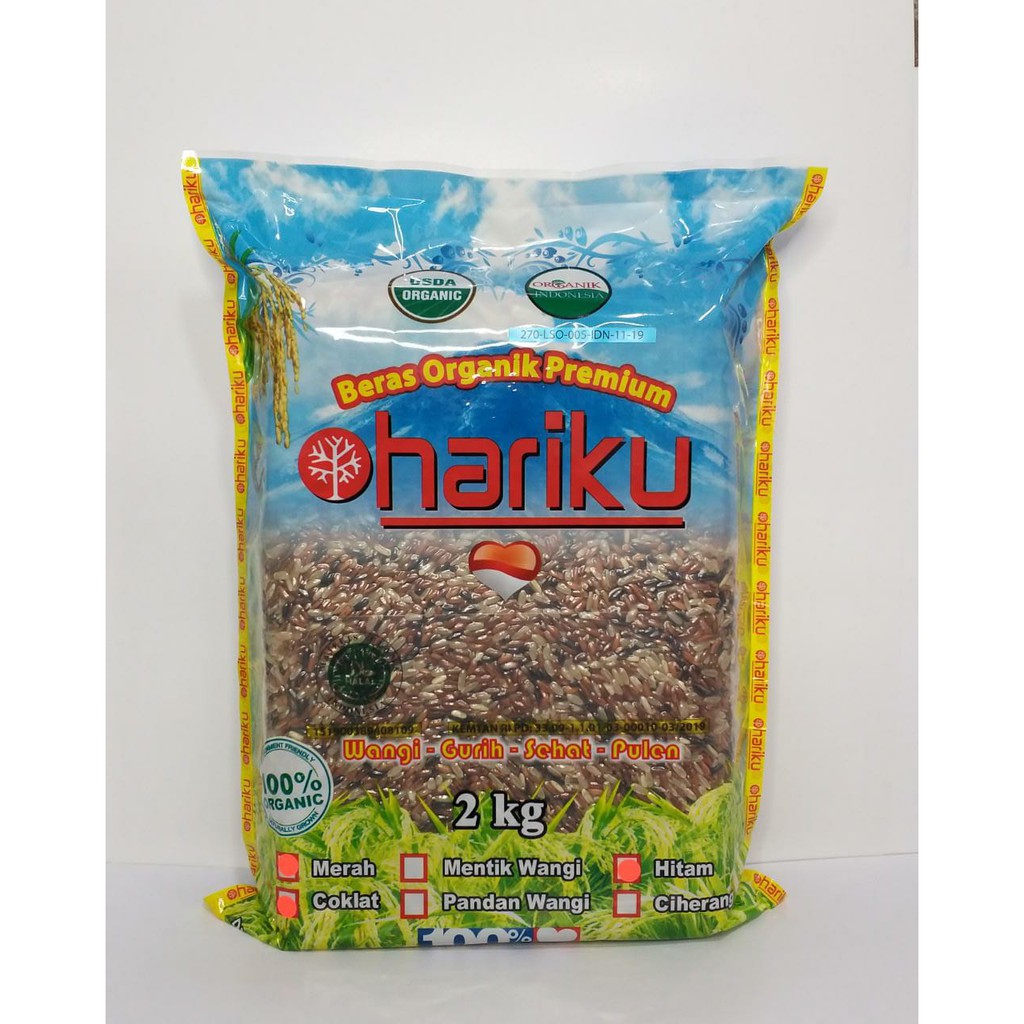 Hariku, Organic Mix Rice (Black, Brown Red Rice) Beras Organik Mix 2kg