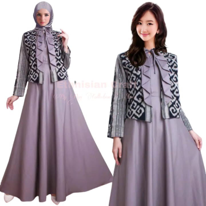 Cod Gamis Tenun Kombinasi Bisa Custom Fashion Etnik Shopee Indonesia