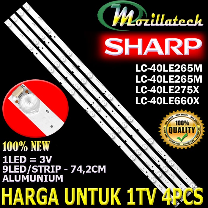 BACKLIGHT SHARP 40 IN 40LE660X 40LE275M 40LE265M 40LE265 40LE660 40LE275 40LE265 3V 9KANCING