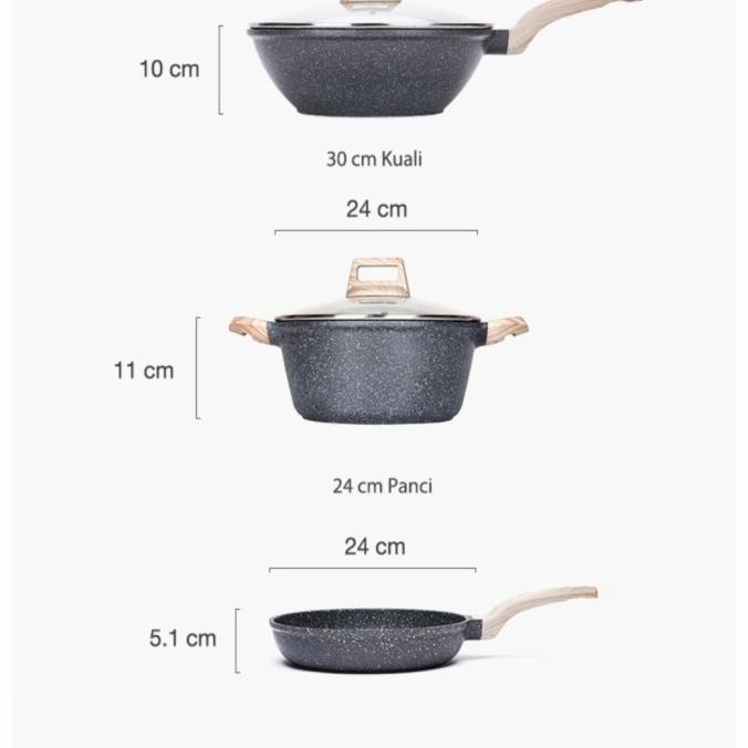 Carote 3 Pcs Family Set Wok 30, Casserole 24,Frying Pan 24With Lid, Wn78676