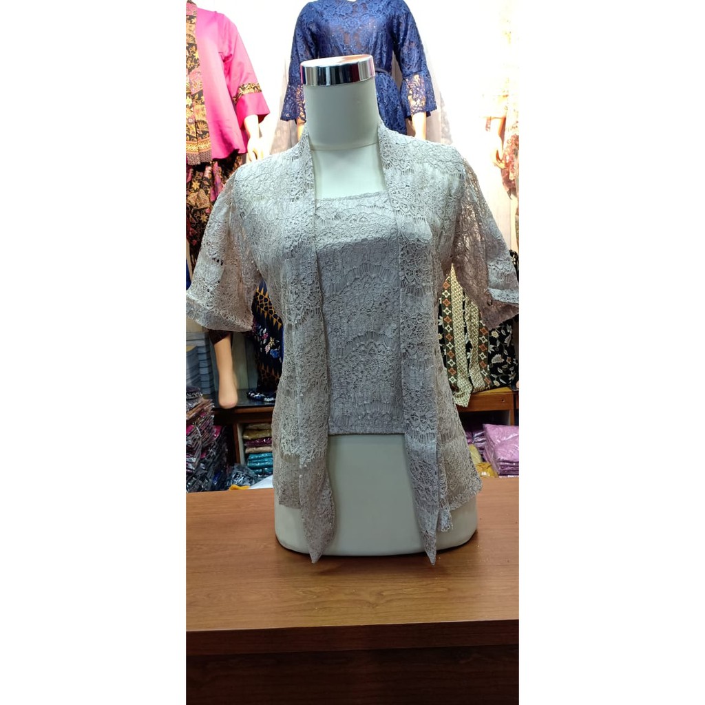 Kebaya Modern Atasan Brukat Pendek Grey dan Lainnya