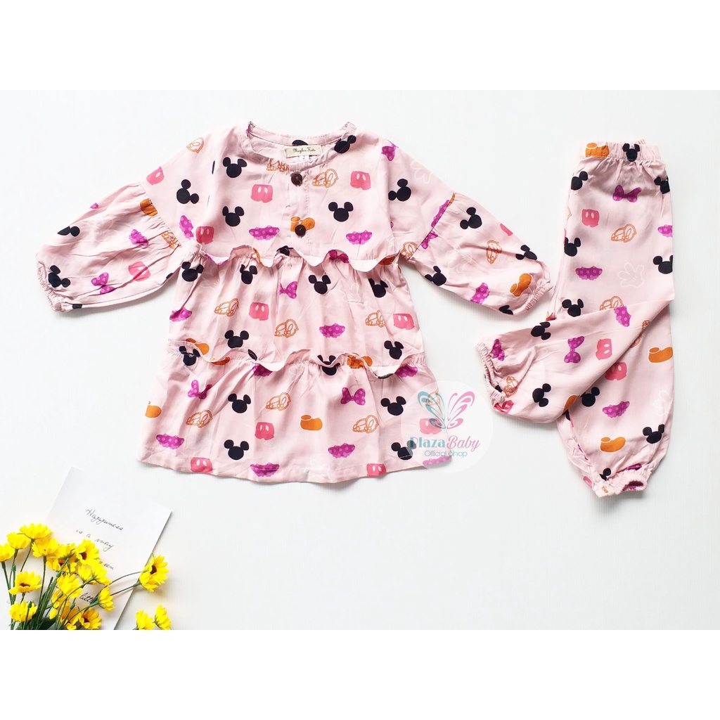 Plazababyku RZ FREYA MOTIF setelan bayi polos yang lucu baju anak perempuan 1-4 tahun