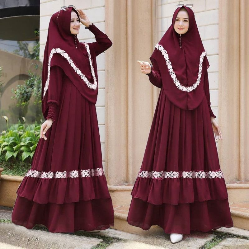 gamis syari terbaru | embun syari gamis set hijab | pakaian muslim wanita terlaris| gamis syari termurah-4