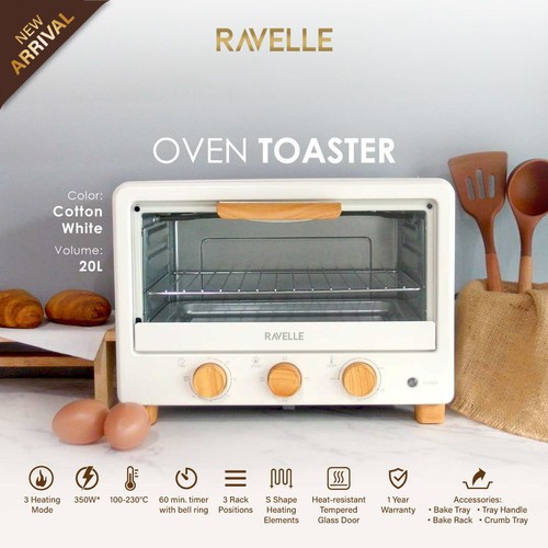 Ravelle Oven Listrik Toaster 20L - Korean Oven Toaster - Latte Grey