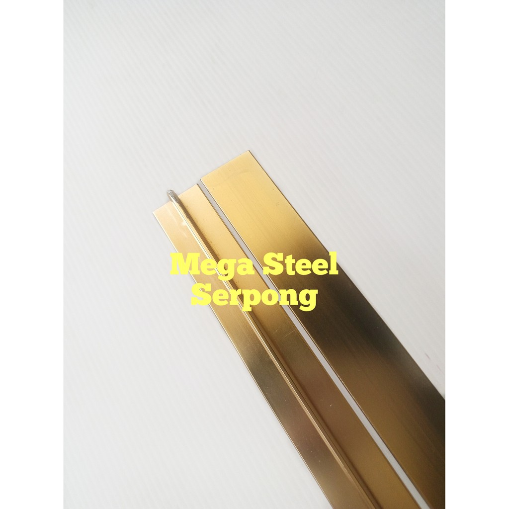 List Lis T Alumunium Emas Gold Uk 1.8 cm x 5 mm, Panjang 150 cm