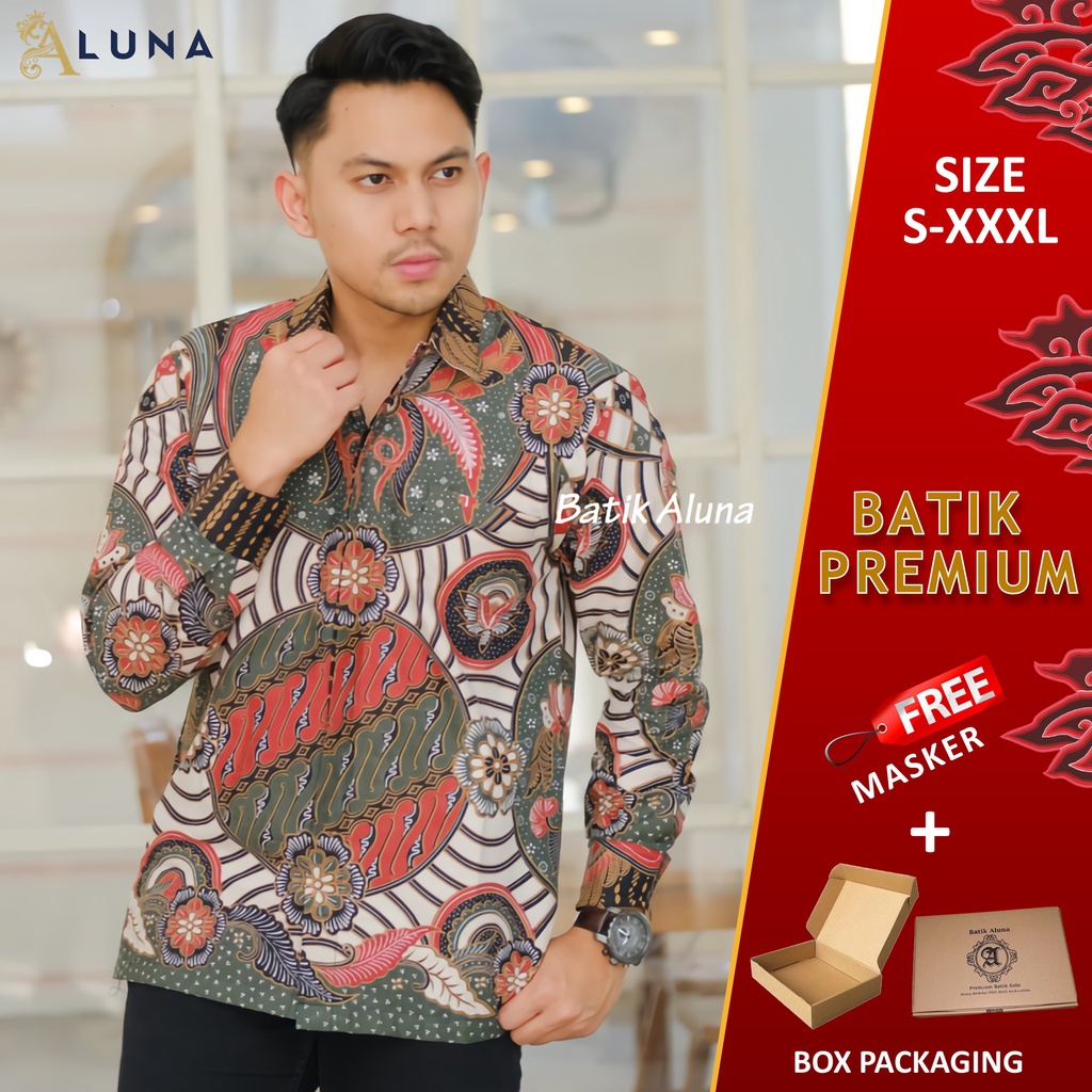 KEMEJA BATIK PRIA PREMIUM LENGAN PANJANG REGULAR BATIK ALUNA PCW 018