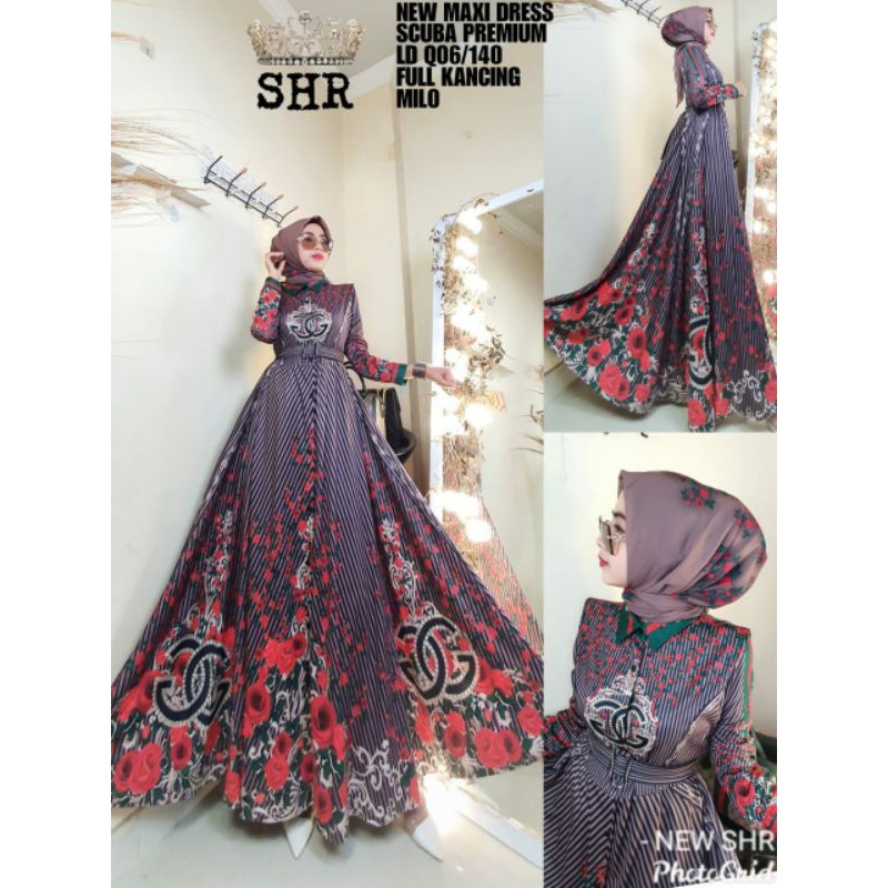 ready gamis scuba motif salur 100% ORI SHR