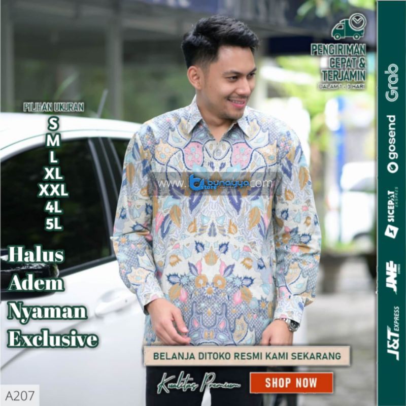 Baju Kemeja batik pria cowok cowo lengan panjang pendek pekalongan solo seragam keris premium G08