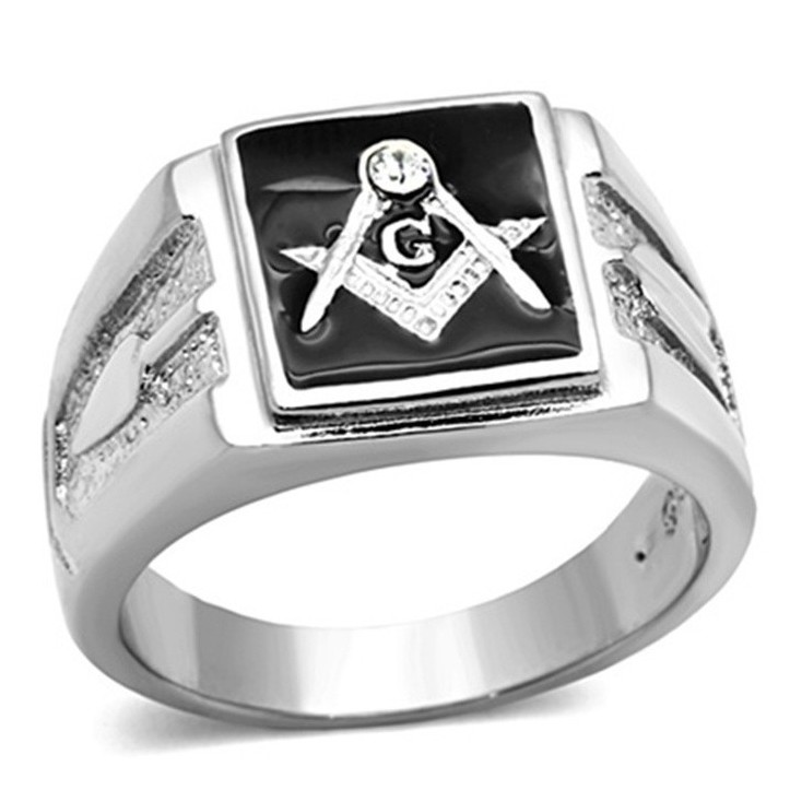 SEUSUK  Cincin Lapis Emas 18K Motif masonic lop Freemason untuk Pria / Wanita / Hadiah