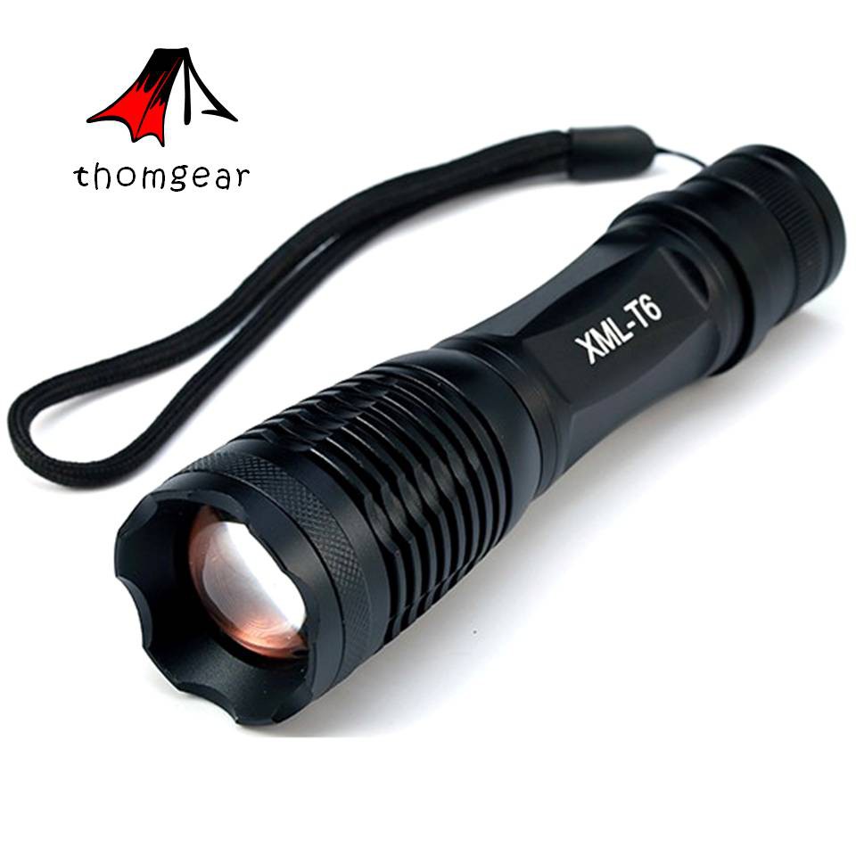 Thomgear Senter Led Super Terang Body Aluminium Tactical Cree Xm-L T6 8000 Lumens - F18