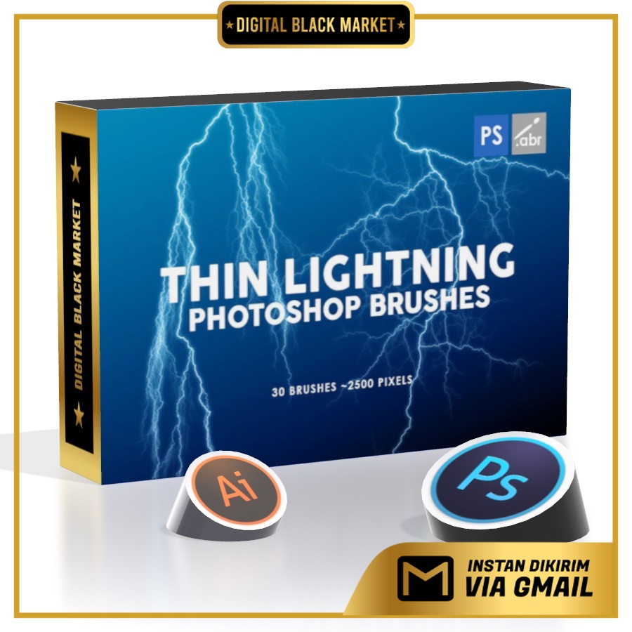 30 Thin Lightning - Photoshop Stamp Brushes