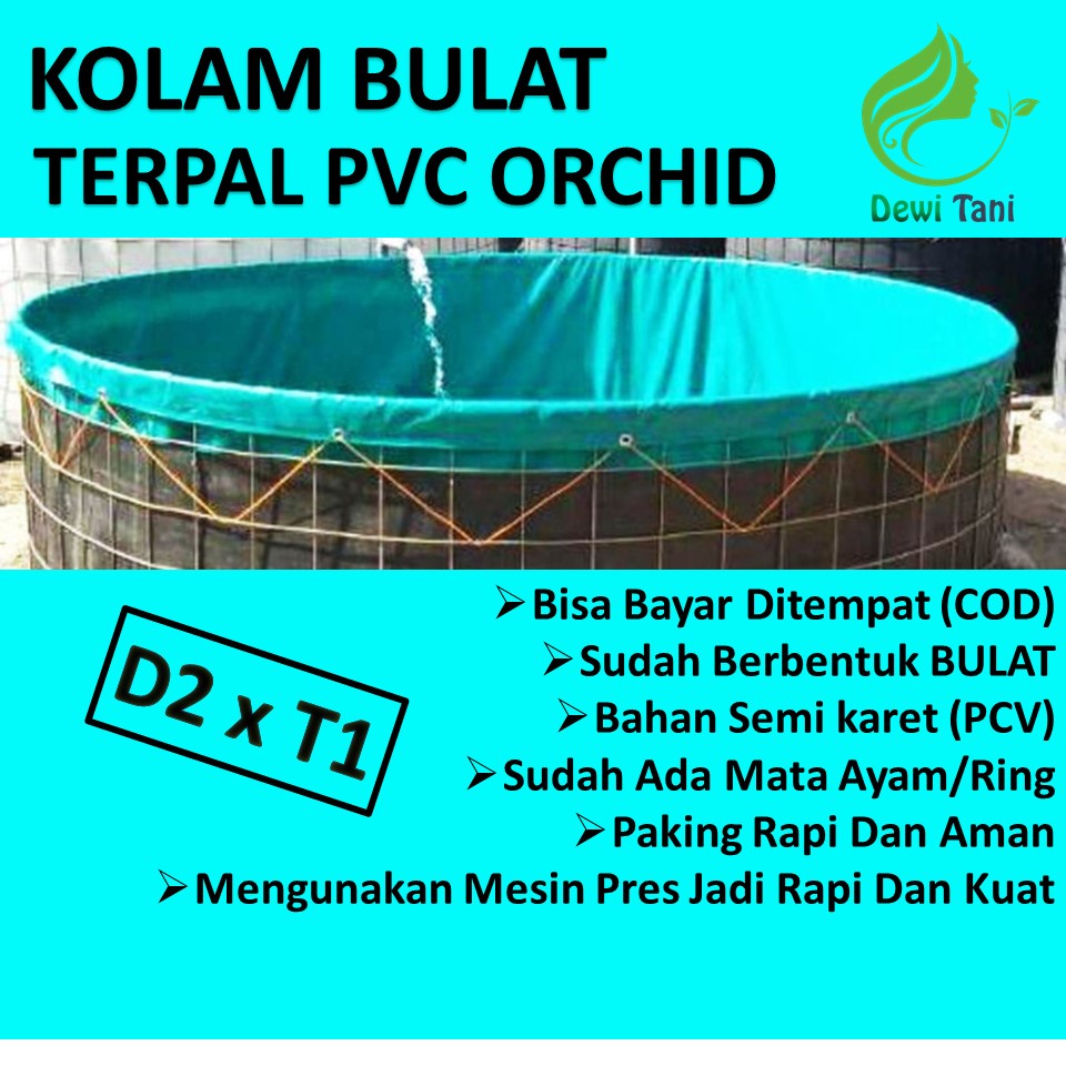 Kolam Terpal Bulat Bioflok Ukuran Diameter 2 m Tinggi 1 m, TERPAL SAJA