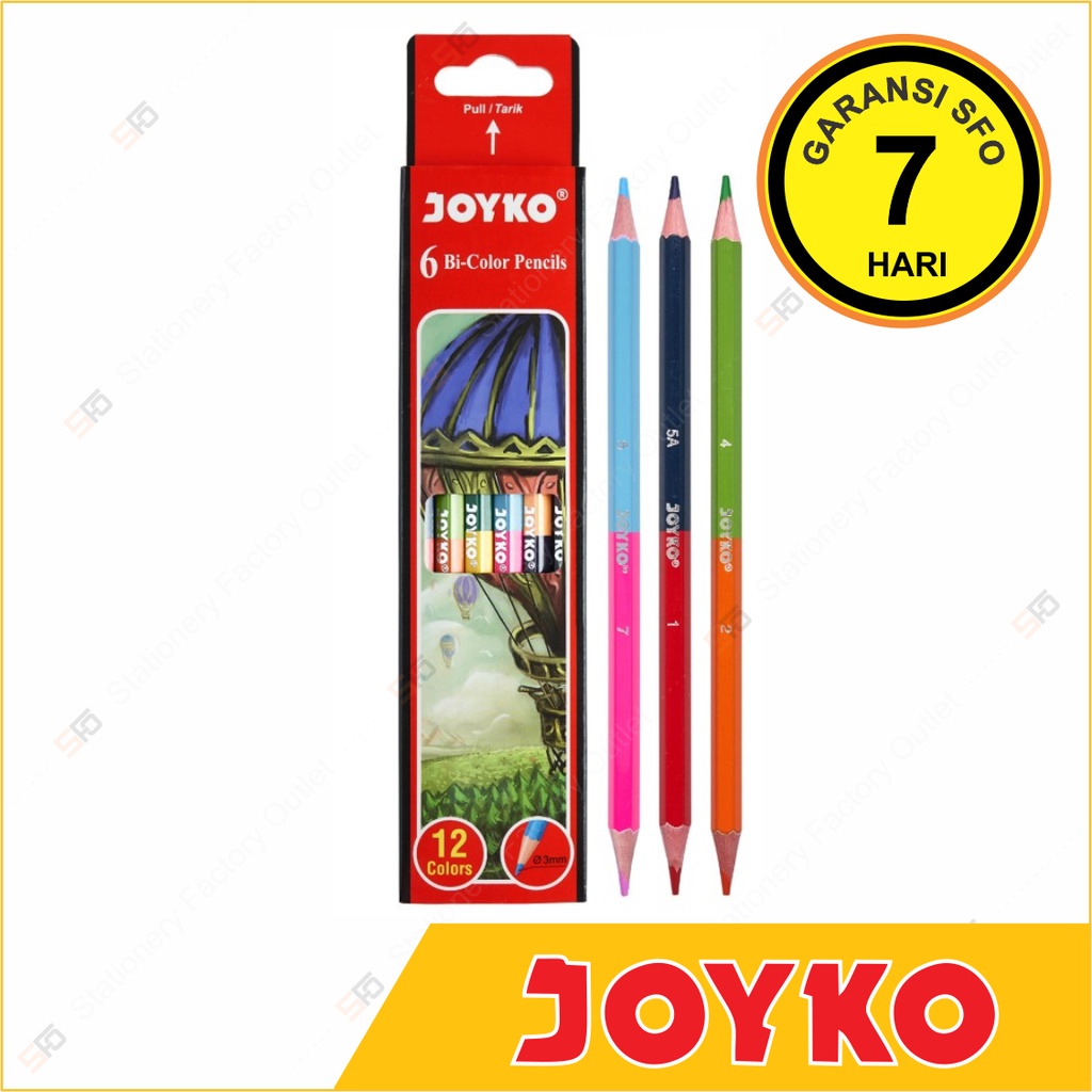 

Pensil Warna Duo Color Joyko isi 6 = 12 - Bi-Color Pencil CP-BI100