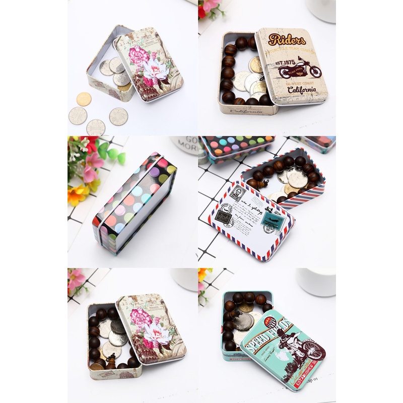 Box Kaleng besi tempat Perhiasan aksesoris Gadget Vintage Tin Can Box