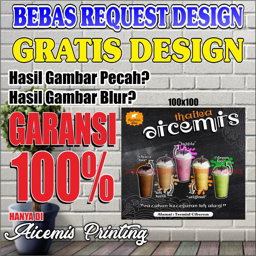 Spanduk Thai Tea Banner Boba / Spanduk Mocktail / Spanduk Minuman Kekinian / Spanduk Banner Panjang