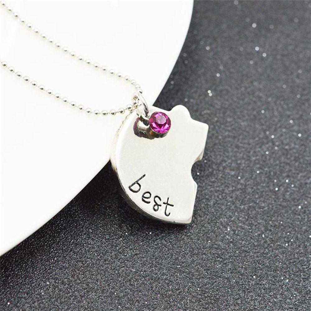 Preva 3/4Pcs/Set Kalung Cinta Perhiasan Birthstones Heart Puzzle Piece