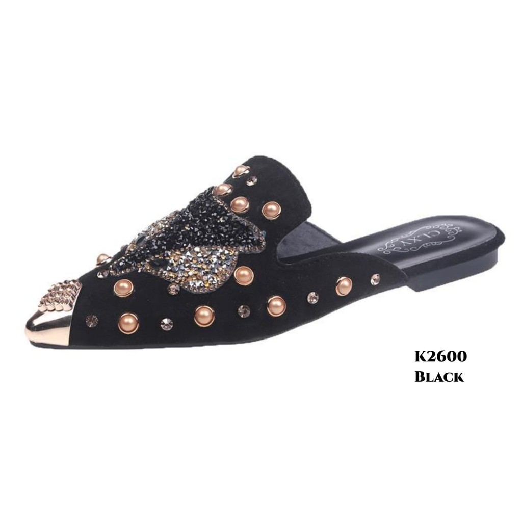 RESTOCK PRF Sandals Slope O w l Diamond Studed K2600