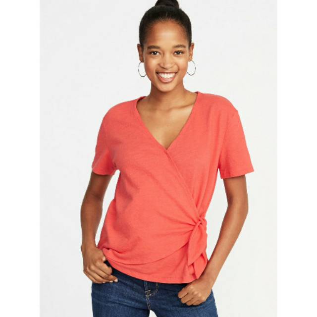 OLD NAVY ONB Textured WrapFront SideTie Top Blouse
