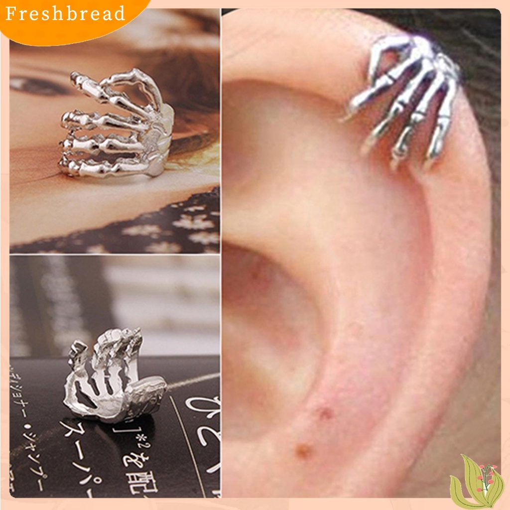 【Fresh】1Pc Unisex Punk Simple Design Silver Color Skeleton Finger Hand Ear Clip Ear Cuff