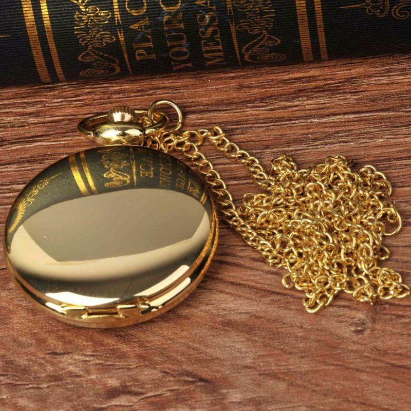 KADO PERNIKAHAN ULTAH ULANG TAHUN PRIA WANITA UNISEX QUARTZ UNIK ANTIK POCKET WATCH WARNA GOLD