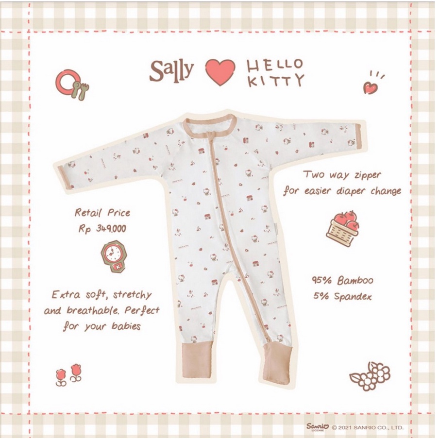Friends of Sally - Watercolour Bamboo Baby Jumpsuit Sleepsuit Kimono Baju Tidur Bambu Zion Watercolor Anak Bayi