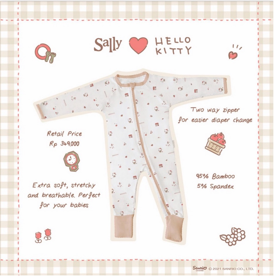 Friends of Sally - Watercolour Bamboo Baby Jumpsuit Sleepsuit Kimono Baju Tidur Bambu Zion Watercolor Anak Bayi