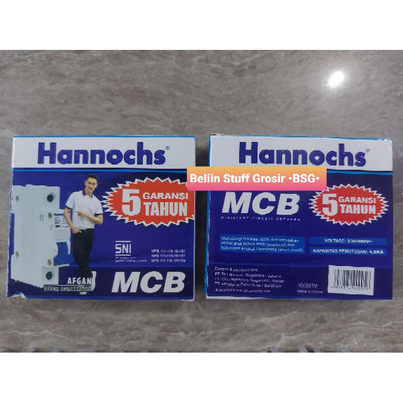 MCB Hannochs 2A, 4A, 6A, 10A, 16A, 20A, 25A, 32A, 40A/ MCBH SNI 1 Phase/ Miniature Circuit Breaker