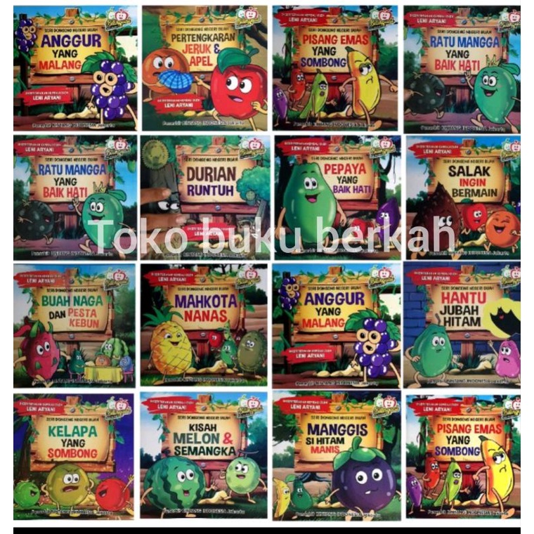 buku seri dongeng negri buah bilingual full colour (19x19cm)