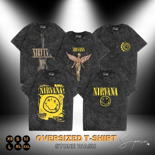 Jual Kaos Nirvana Oversize Stonewash Sandwash Kaos Band Kaos Band