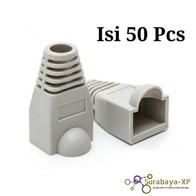 Karet Pelindung Sarung 50 Pcs Konektor RJ45 CAT5E CAT6 Plugboot plug boot Warna Abu-abu Gray