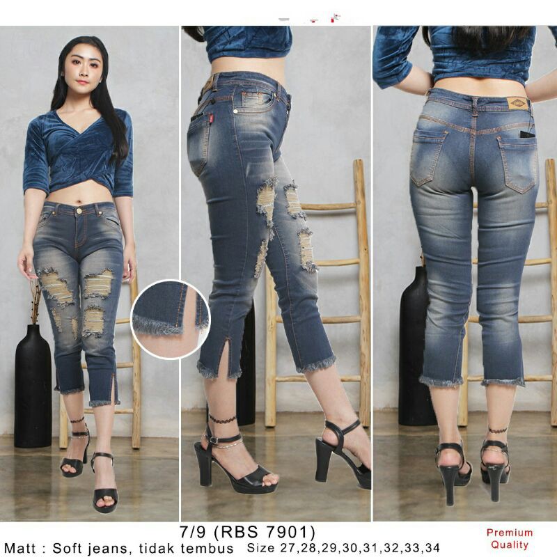 7PER9 RBS CELANA SOBEK CEWE JEANS WANITA SOBEK LAPIS FURING 7901 bellzshop