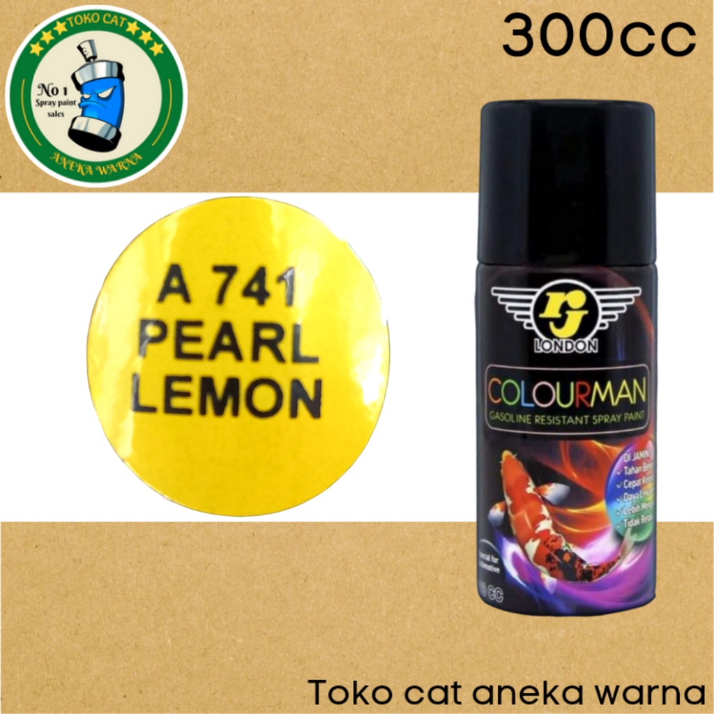 cat semprot 300ml colourman pearl lemon kuning mutiara tahan bensin rj london  spray paint pilok pilox