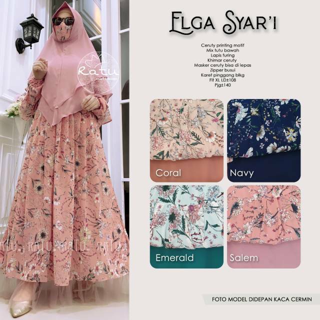 Gamis set hijab elga syari ori ratu