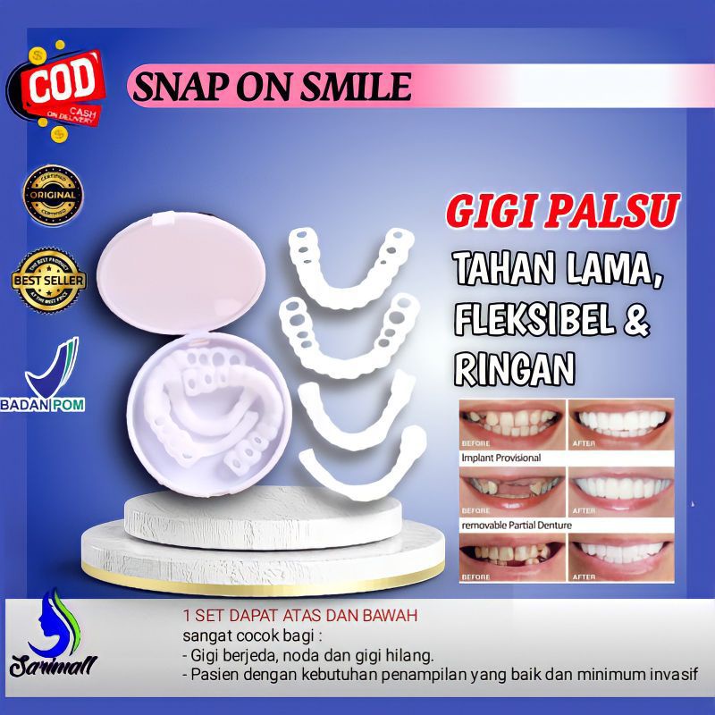 Gigi Palsu  Instan Snap On Smile 100% ORIGINAL Perawatan Kesehatan 1 set Gigi Palsu Renggang Tiruan 2