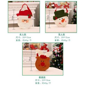 TAS NATAL KEPALA 20 cm goodie bag hadiah kado permen christmas bag flanel santa snowman rusa