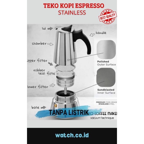 Teko set air Kopi stainless stenlis stainles steel manual ekspresso expresso Espresso machine blend 