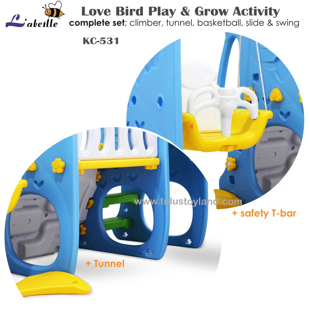 Perosotan Labeille Love Bird Play Grow Activity Slide Swing Climber Terowongan Mainan ayunan panjat