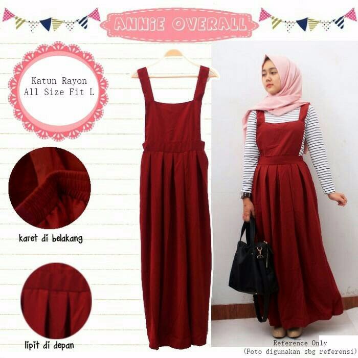 NEW
 ANNIE OVERALL HITAM PEACH GREEN MAROON / DRESS / WANITA / BAJU KODOK MURAH MERIAH