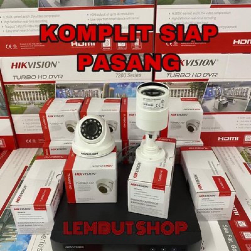 PAKET KAMERA CCTV HIKVISION 2 CAMERA 2MP 1080P FULL HD DVR 4 CHANNEL HIKVISION TURBO HD 4 CH KOMPLIT