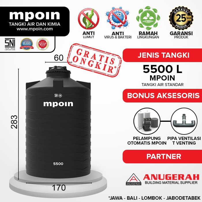 Tangki Air MPOIN PLUS 5500 Liter WAVE | Toren Air | Tandon Air