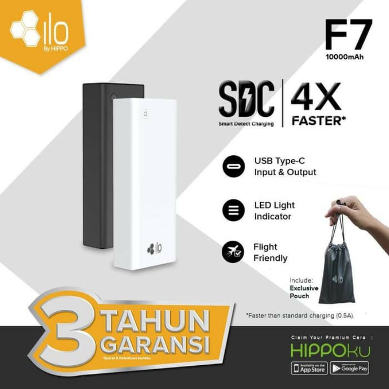 Powerbank Hippo Ilo F7 10000 mAh Original Garansi Resmi Hippo