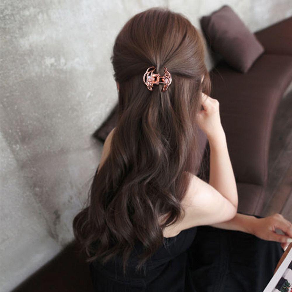 AUGUSTINA Hair Claw Fashion Ladies Wanita Aksesoris Rambut Logam Mutiara Hiasan Kepala