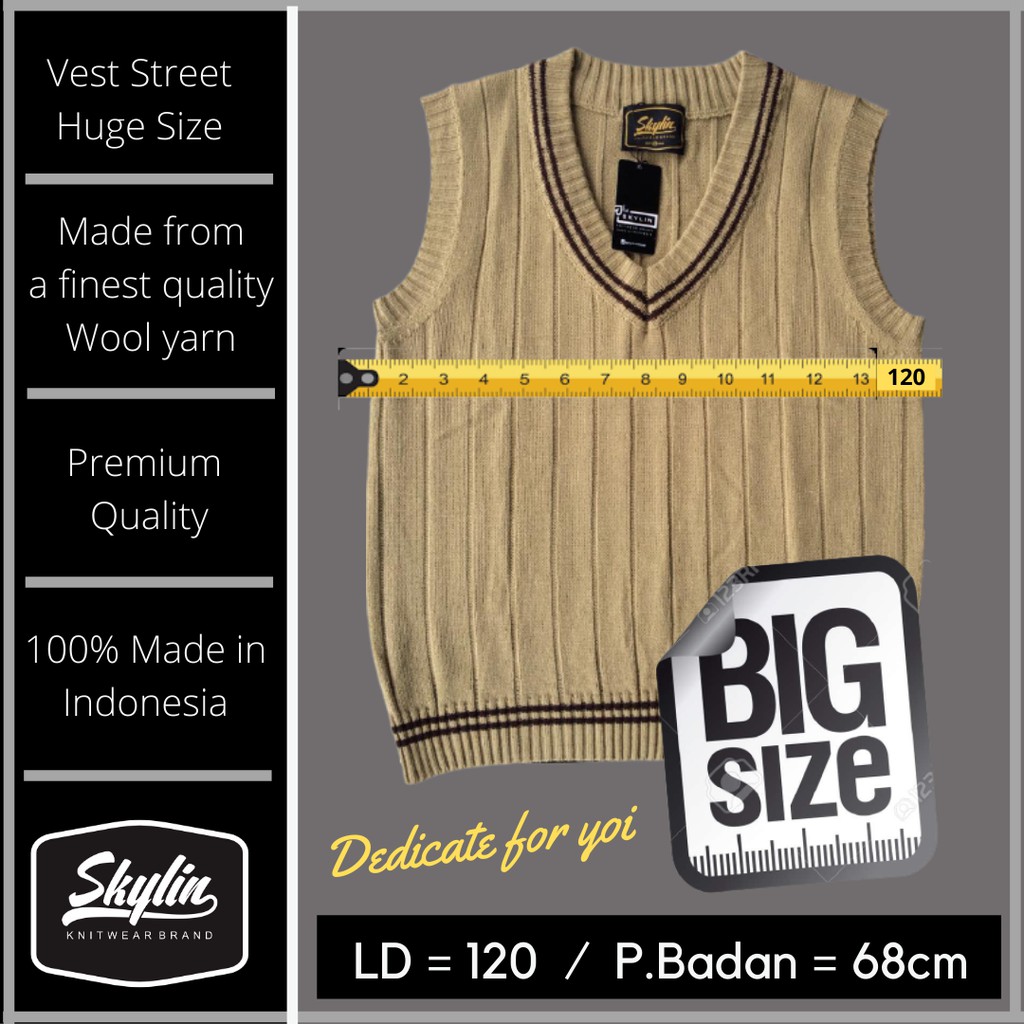 Big size Vest 5 colors LD 120 (body weight 80kg sd 90kg) Ready semua warna