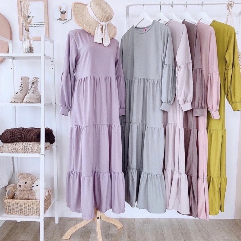 BEFAST - ZEC OOTD Wanita Dress SELMA / Nero Maxi / Pakaian Dress Jumbo Maxi / Dress Casual Wanita / Fashion Remaja Wanita Muslimah / Dress Polos Formal / LongDress Trendy