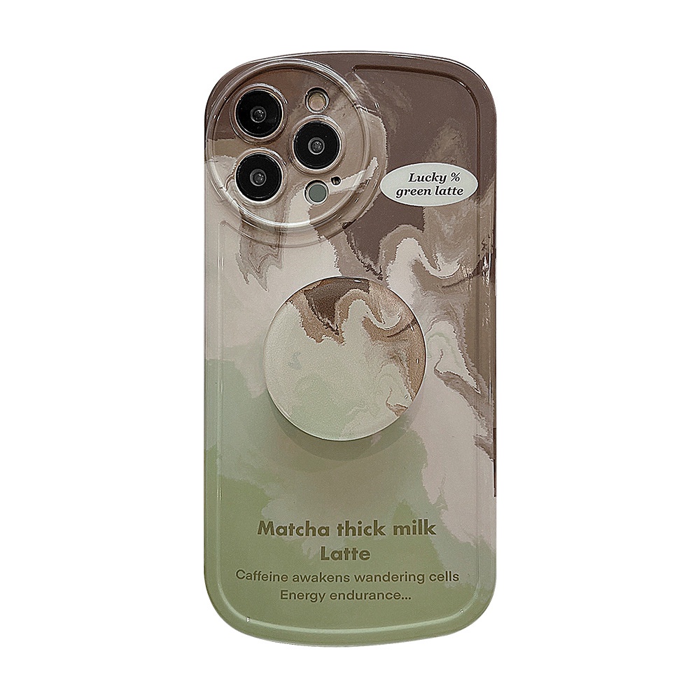 Soft Case Silikon Motif Matcha Latte Dengan Holder Untuk Iphone 11 12 13 PRO MAX