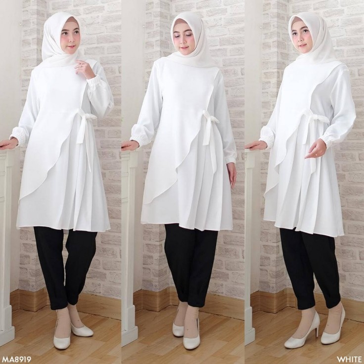 WHITE AYDA TUNIC tunik putih  polos Shopee Indonesia