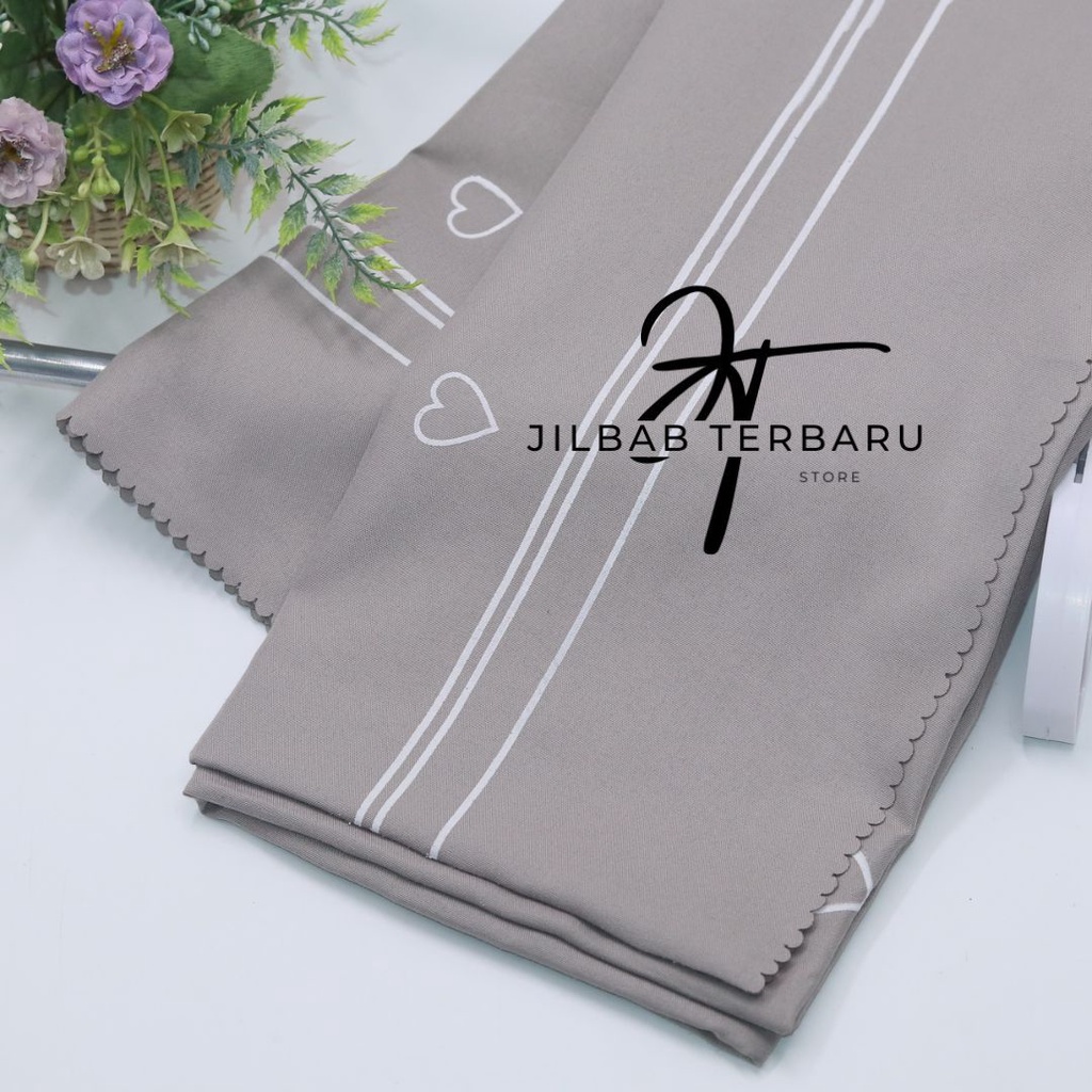 Jilbab Voal Syari Love / Kerudung Segiempat Syari Motif Love / Hijab Syari Segi Empat Bahan Voal Motif Love