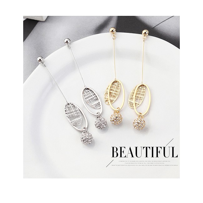 LRC Anting Tusuk Fashion Plated Gold Ball S925 Silver Needle Stud Earrings Y62564